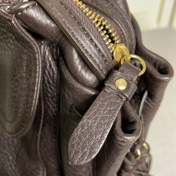 Cole Haan Village H06 Pebble Leather Tassel Dark Brown Shoulder Bag - Picture 15 of 16